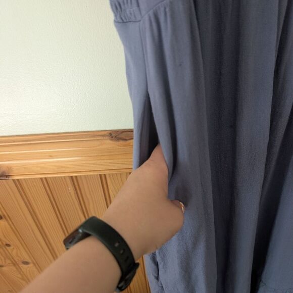 Baltic Born Hannah Midi Asymmetric Ruffle Dusty Blue Midi Dress Size 3X - Picture 7 of 10